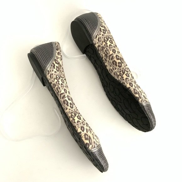 Coach Shine Sequin Flats 9.5B Gray Animal Print Cap-toe - Picture 5 of 10